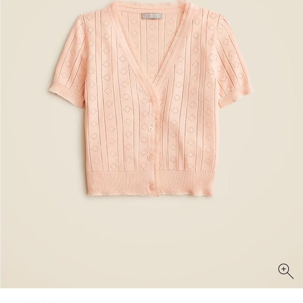 J. Crew Pointelle short-sleeve V-neck cardigan